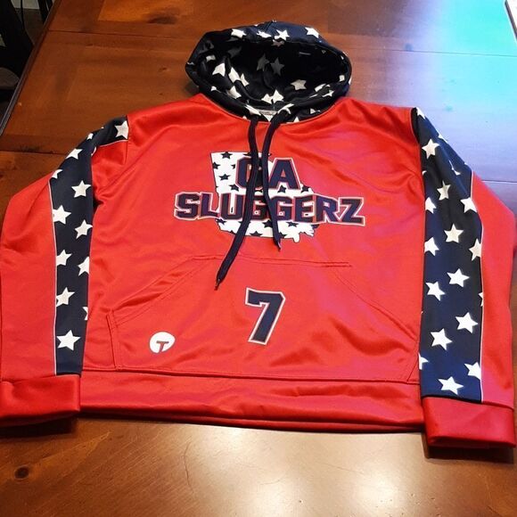 GA SLUGGERZ Youth XL Red White and Blue Warm Hoodie - Picture 1 of 9